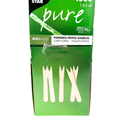 Papstar Holz-Pommes-Frites Gabeln 1000 Stk
